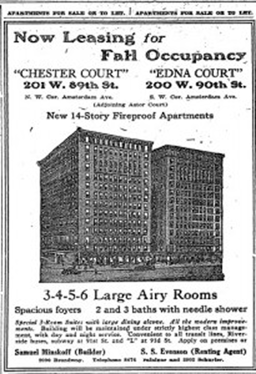 Advertisements promoting the opening and availability of Chester Court apartments